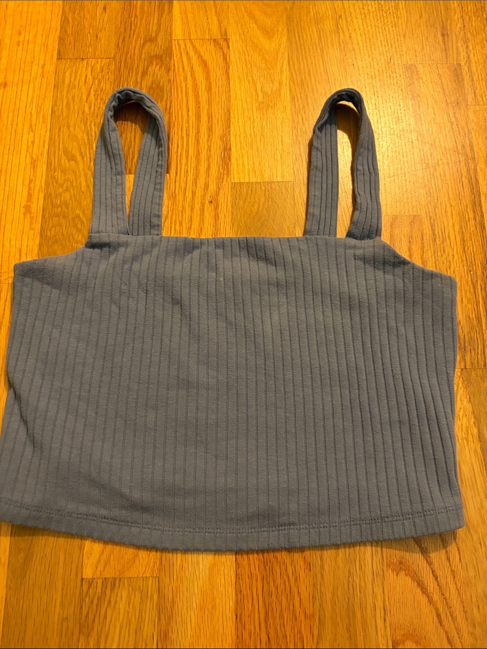 American Eagle Outfitters Ribbed Square-Neck Crop Tank - Slate